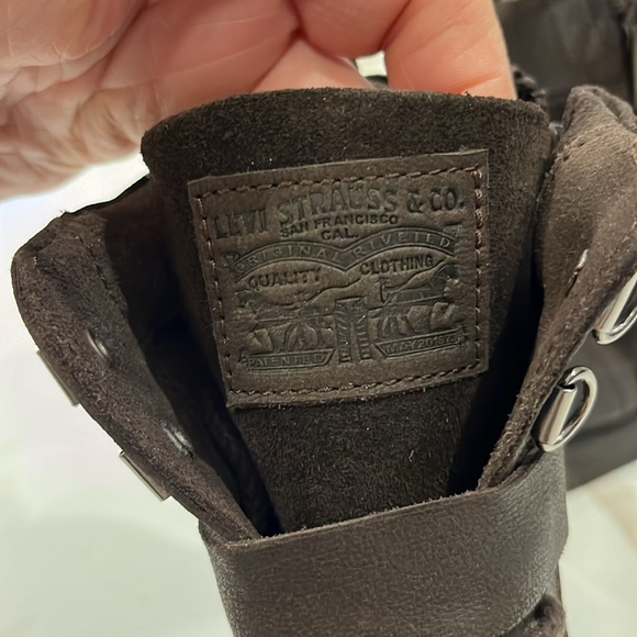 NWOT Levi’s dark brown leather and suede moto style lace, zip and buckle boots - Picture 7 of 10